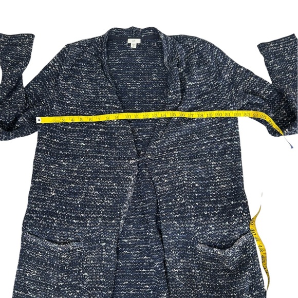 J. Jill Blue Marled Melange Long Knit Open Front Cardigan Sweater Sz M Tall - Picture 13 of 14